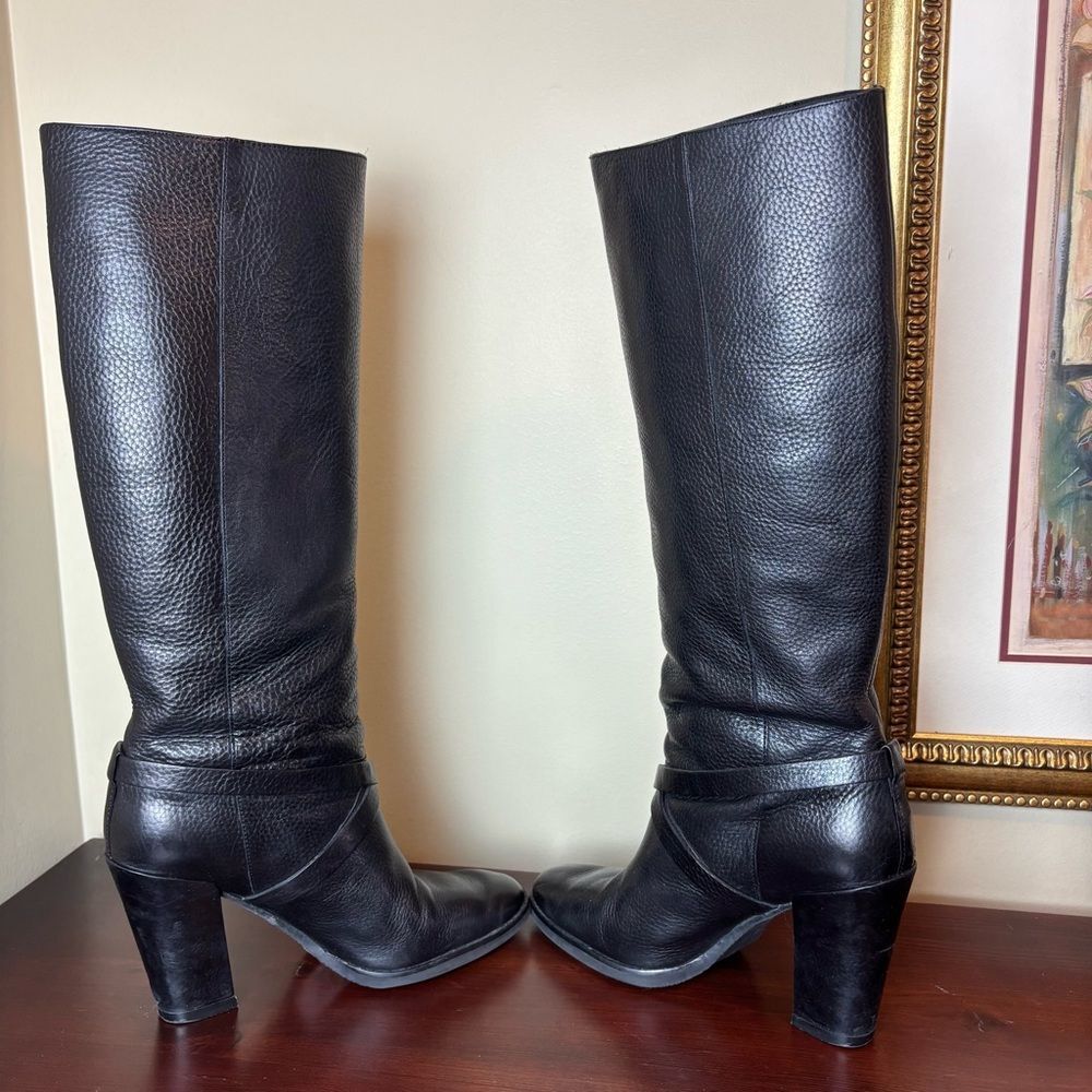 Kate Spade Montreal Black Leather Chain Link Tall 4" Heeled Boots Size 10 - Picture 7 of 15